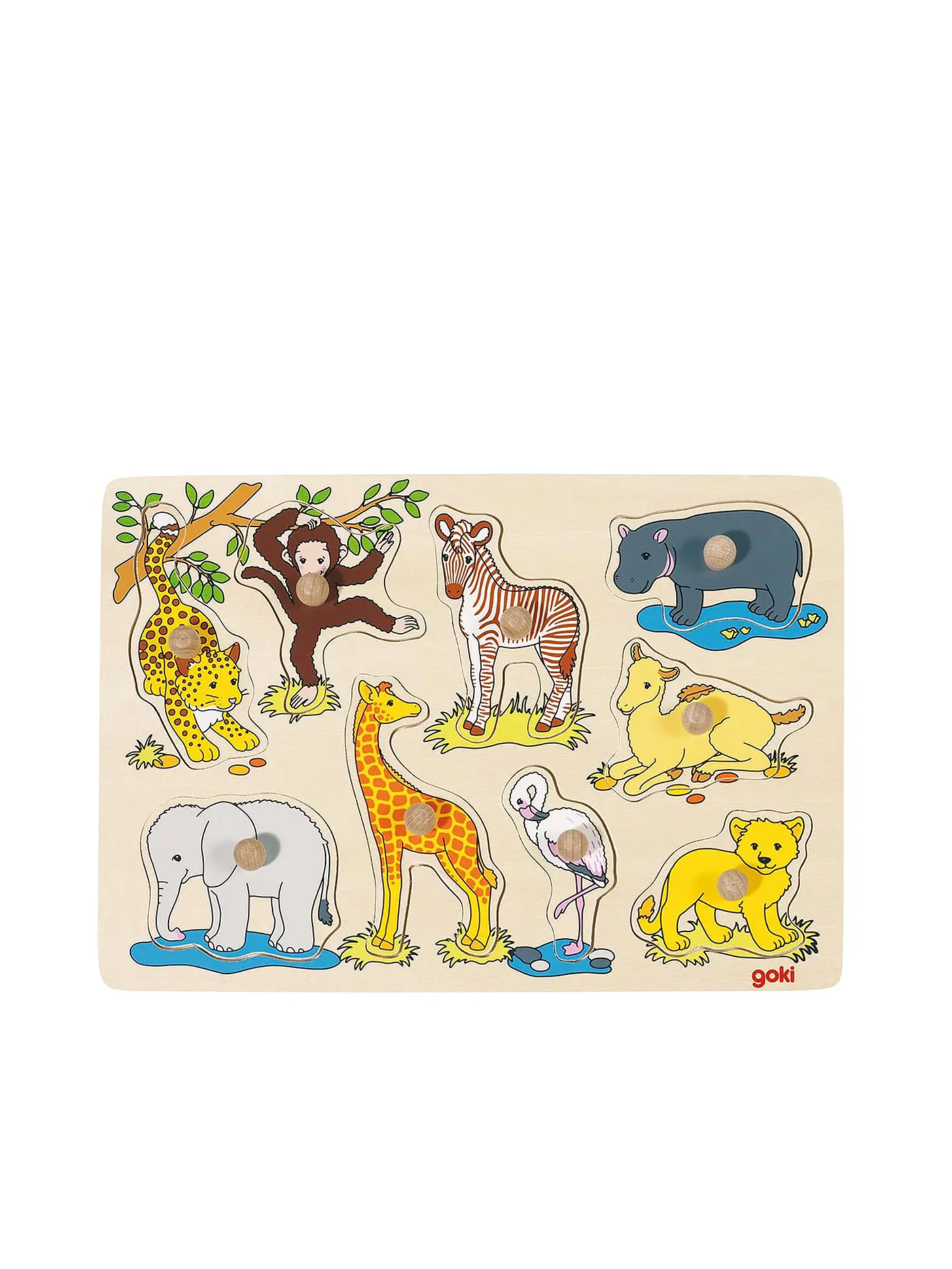 GOKI | Steckpuzzle - Afrikanische Tierkinder | 